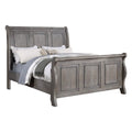 Demi King Size Bed, Sleigh Headboard, Tri Panel Molding, Oak Gray Wood