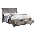 Demi California King Bed, Sleigh Headboard, Storage Drawers, Oak Gray Wood