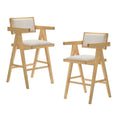 Cid Uno 26 Inch Counter Height Stool, Set of 2, Beige Fabric, Set of 2