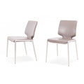 Cid Fiji 18 Inch Stackable Dining Chair, Set of 2, Light Gray Vegan Leather