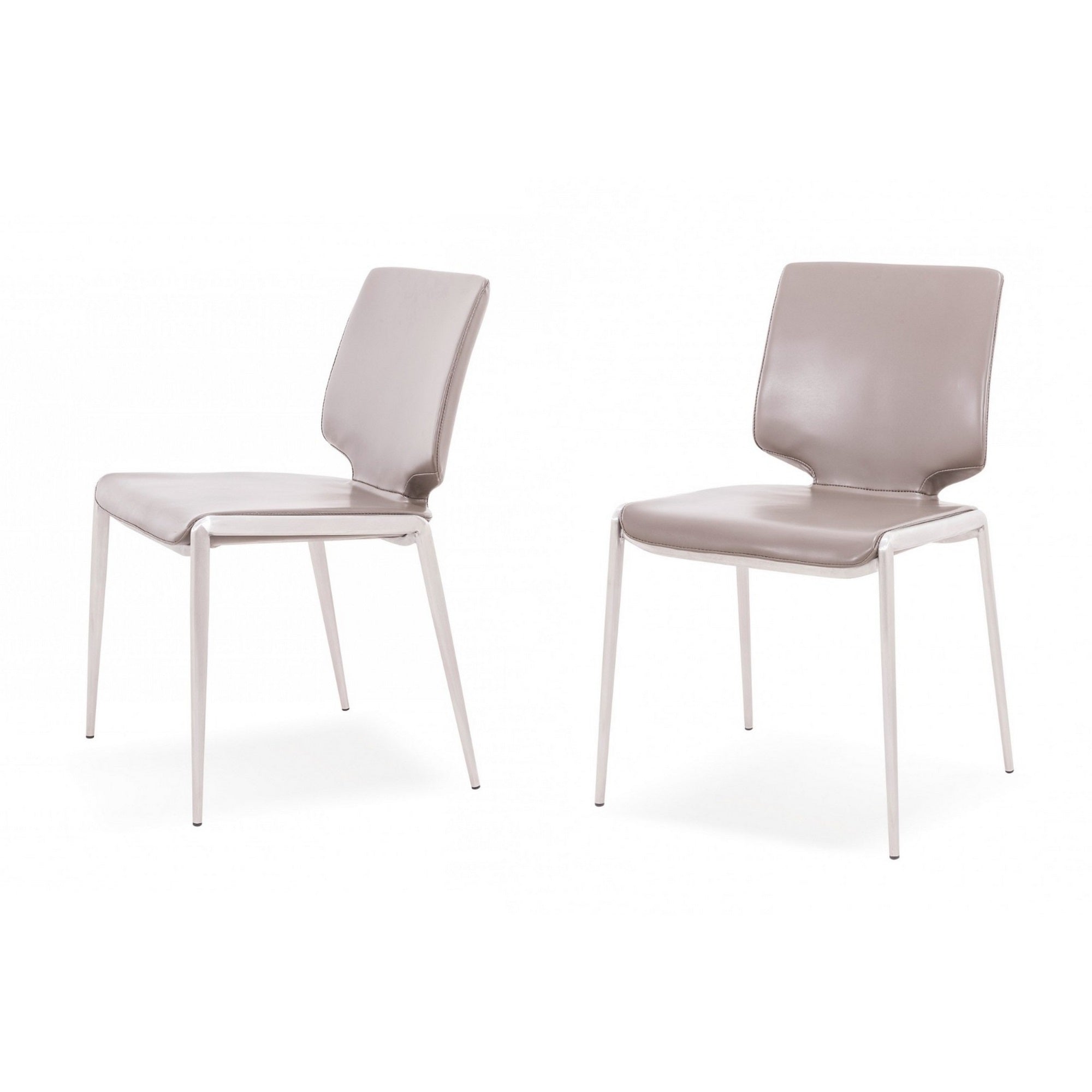 Cid Fiji 18 Inch Stackable Dining Chair, Set of 2, Light Gray Vegan Leather