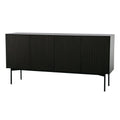Cid Heli 63 Inch Sideboard Buffet Cabinet, 4 Slatted Doors, Metal Legs