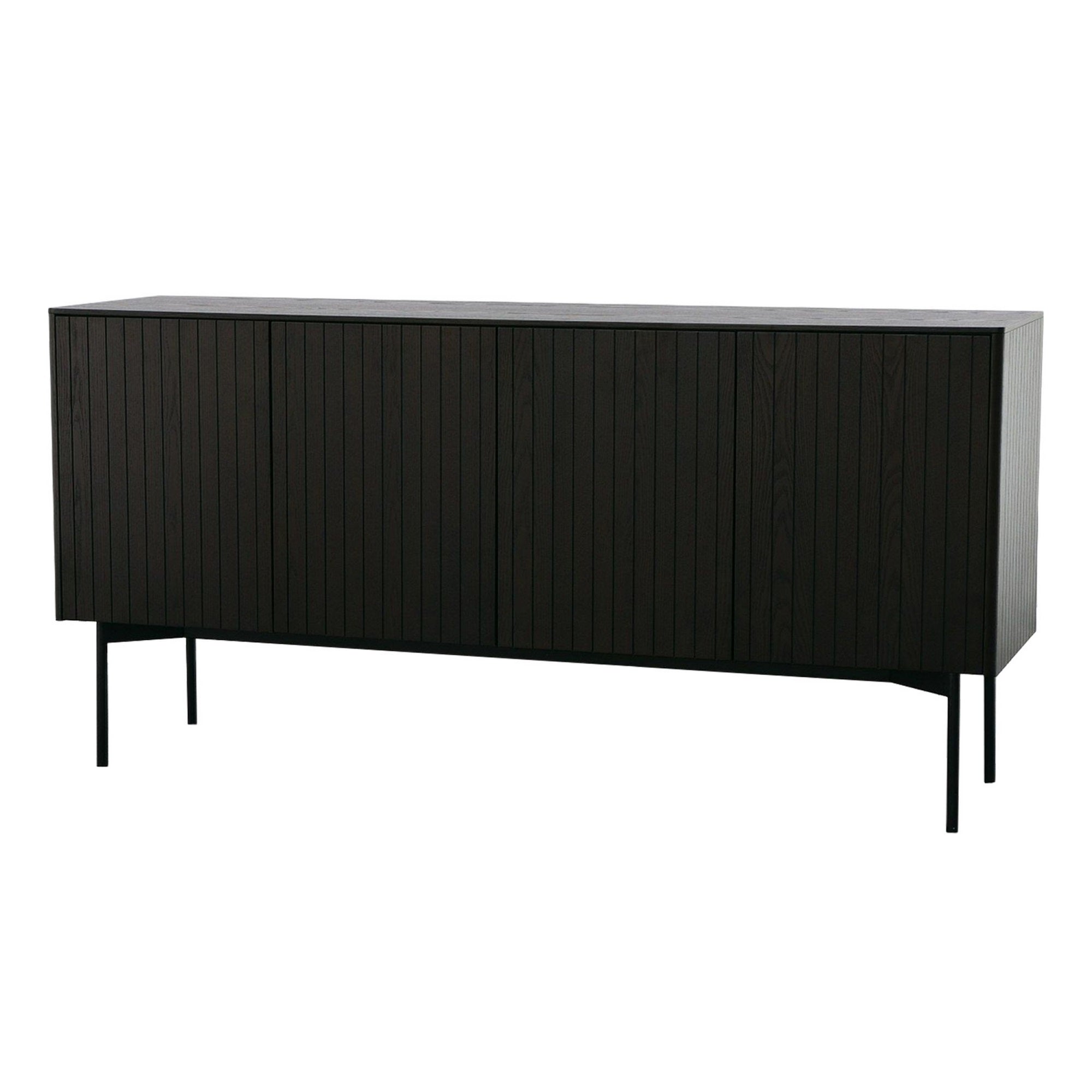 Cid Heli 63 Inch Sideboard Buffet Cabinet, 4 Slatted Doors, Metal Legs