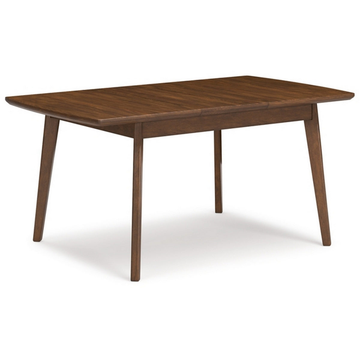 64 Inch Wood Extendable Dining Table with Tapered Legs, Wood Grain, Brown