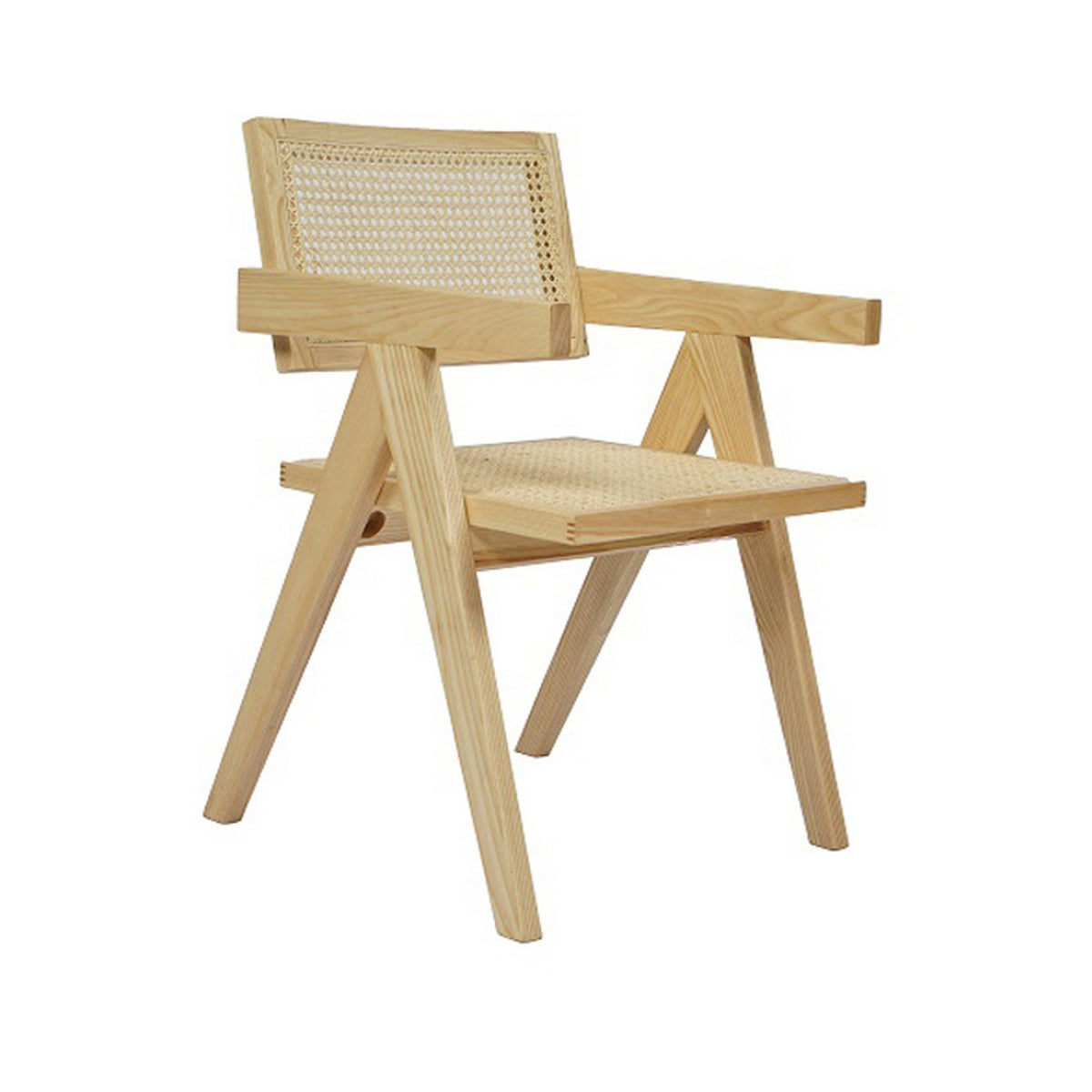 Cid Ayla 21 Inch Retro Dining Chair, Woven Rattan Back, Natural Brown Finish