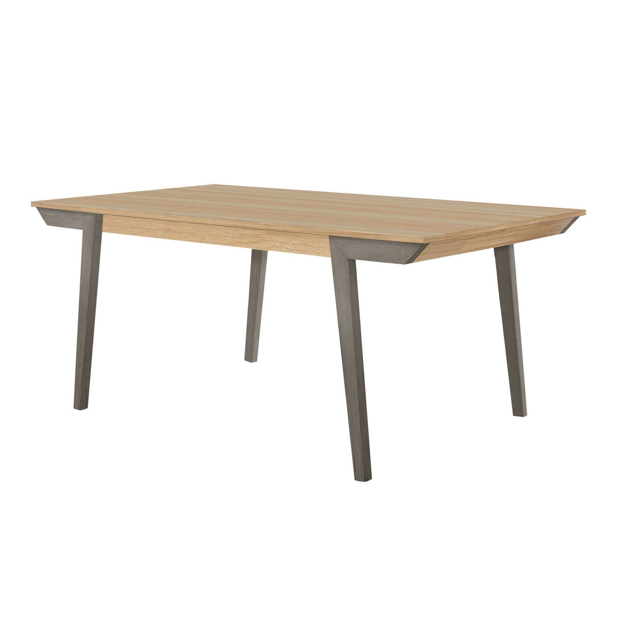 71 Inch Dining Table, Natural Brown Top, Farmhouse Style, Gray Flared Legs