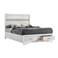 Vino Full Size Panel Bed with 2 Storage Drawers, Acrylic Glitter, White
