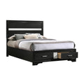 Vino Full Size Panel Bed with 2 Storage Drawers, Acrylic Glitter, Black