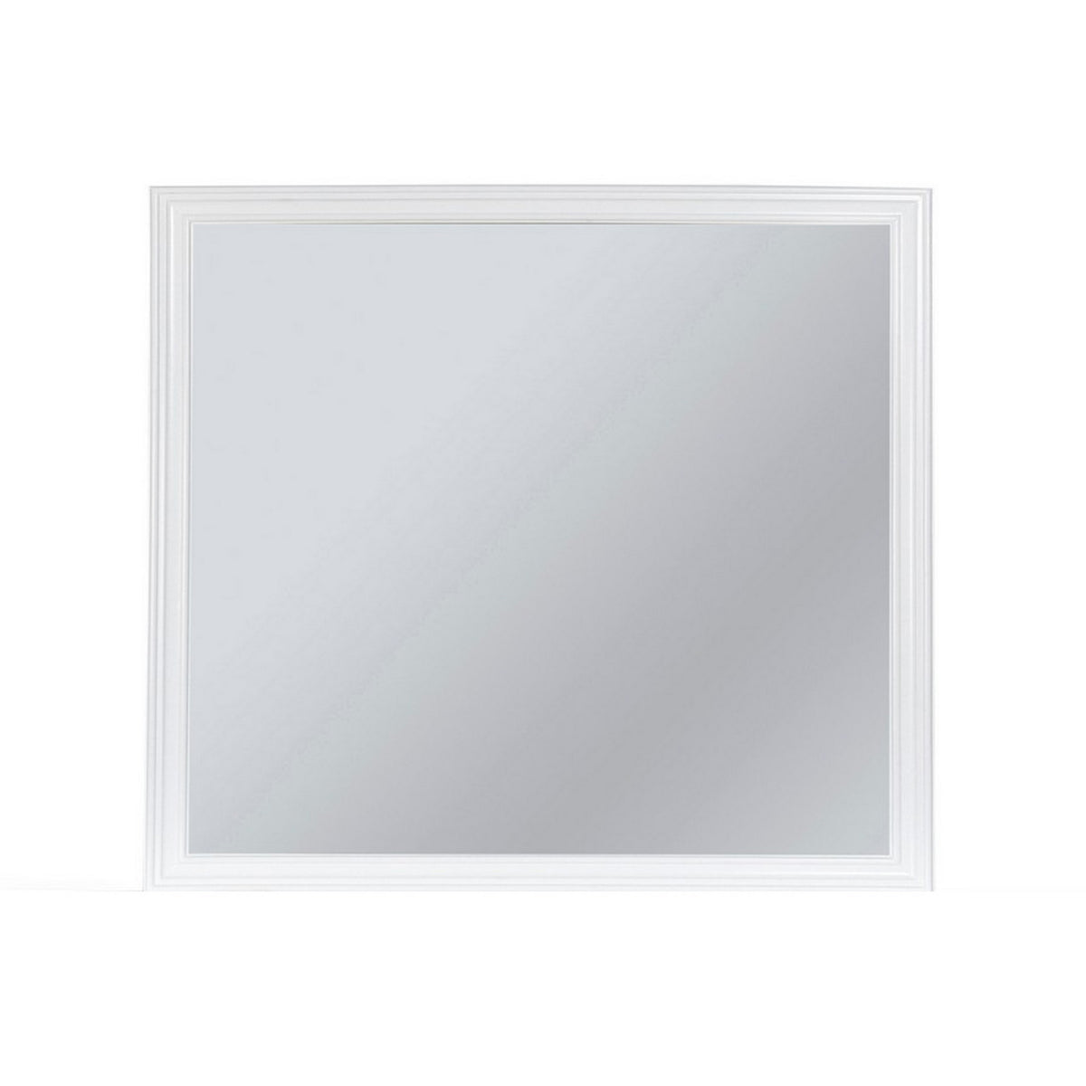 Umi 39 X 39 Dresser Mirror, Molded Design Solid Wood White Square Frame
