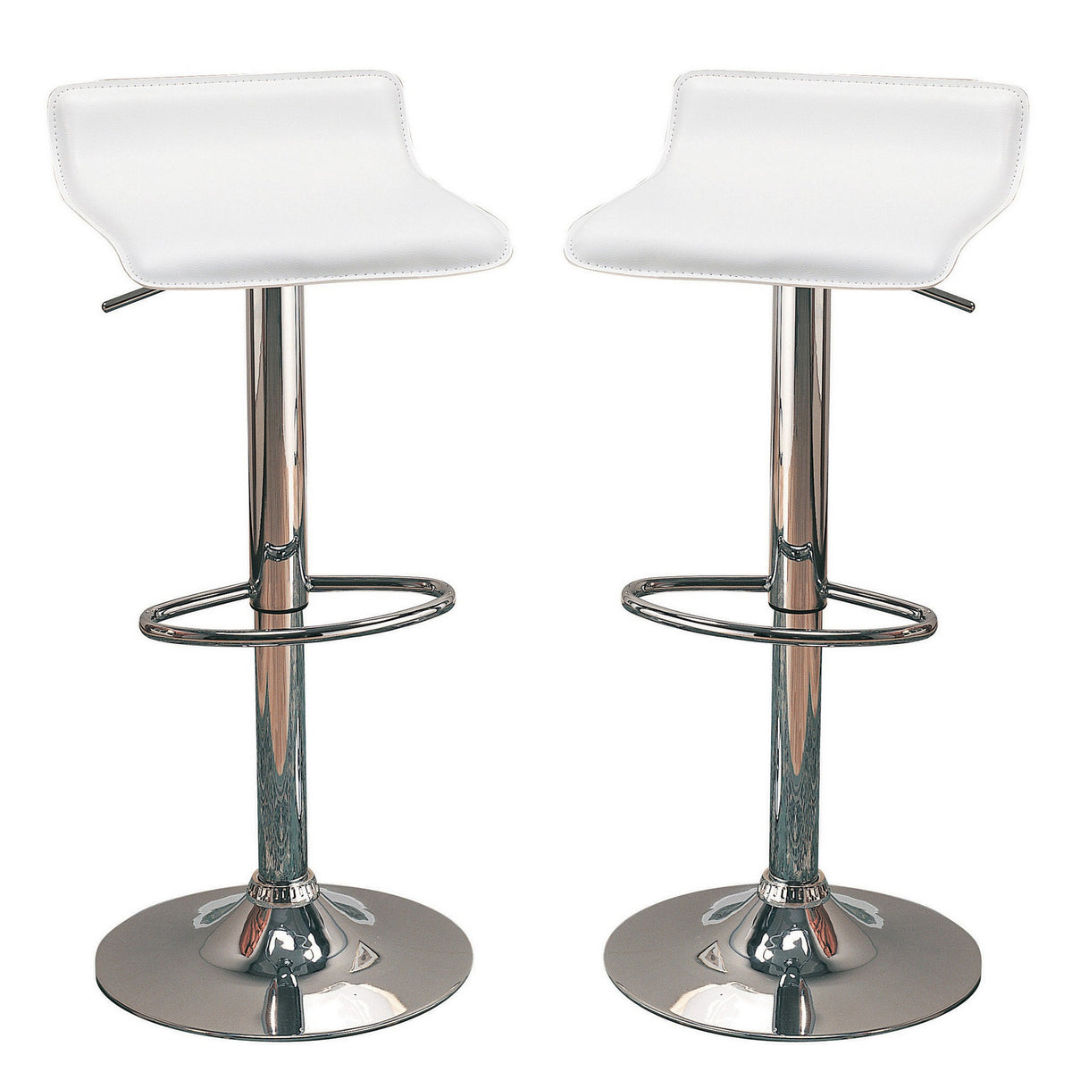Contemporary Backless Seat Bar Stool, White ,Set of 2