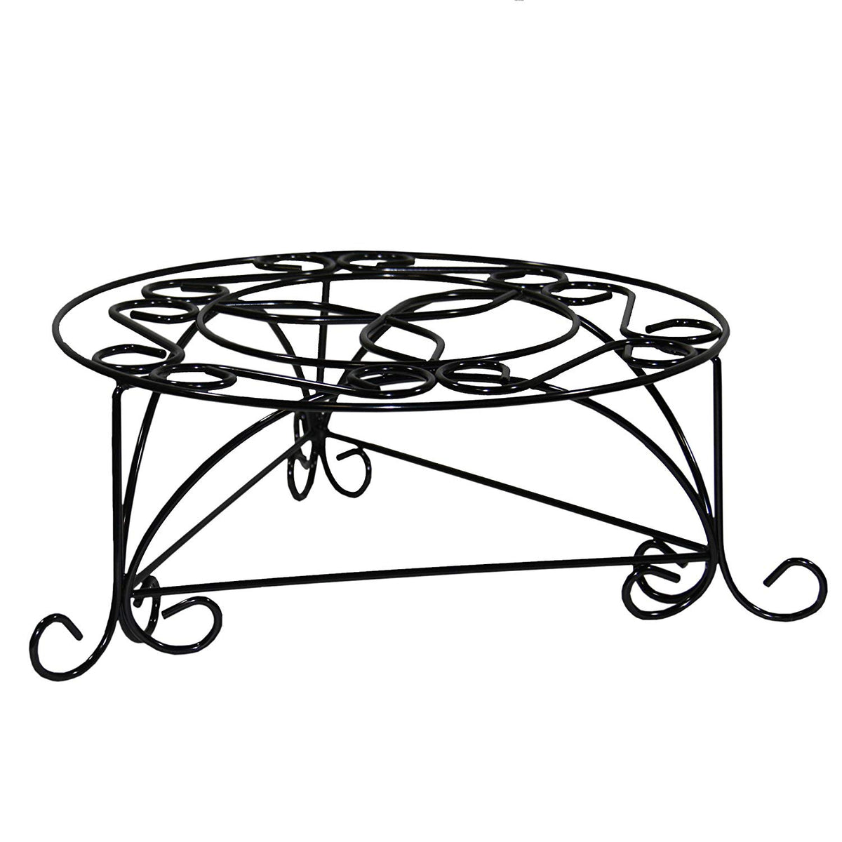 Swirl Mosaic Iron Frame Plant Stand, Glossy Black