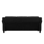 Modern 3-Seater Black Microfiber Upholstered Sofa