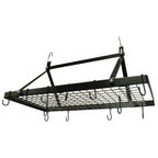 Black Metal Rectangular Pot Rack with 12 Hanging Hooks - Holds up to 40 lbs.