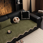 Textured Sofa Seat Cover with Wave Edge – Non-Slip, Washable Couch Throw Protector