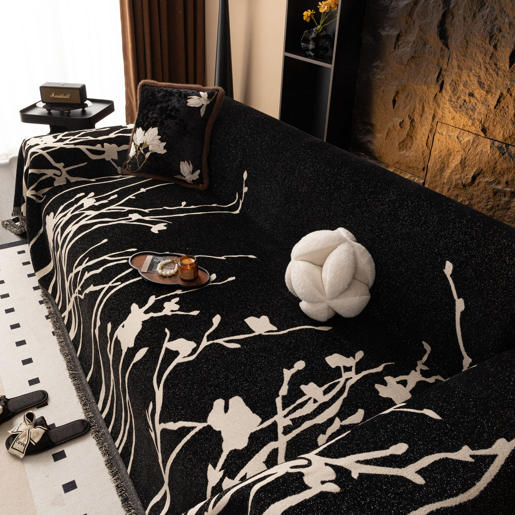 Modern Abstract Floral Sofa Throw Blanket, Decor Furniture Protector for Living Room