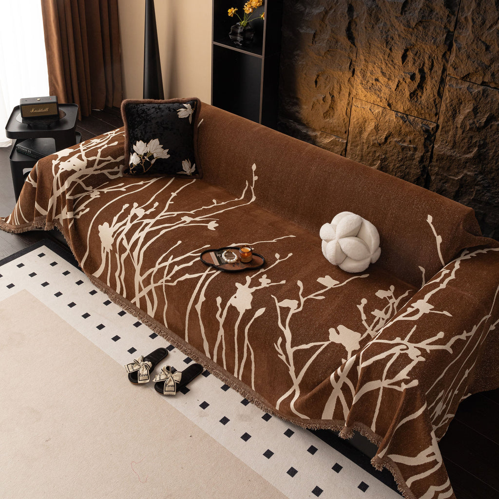 Modern Abstract Floral Sofa Throw Blanket, Decor Furniture Protector for Living Room