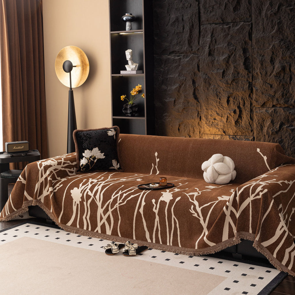 Modern Abstract Floral Sofa Throw Blanket, Decor Furniture Protector for Living Room