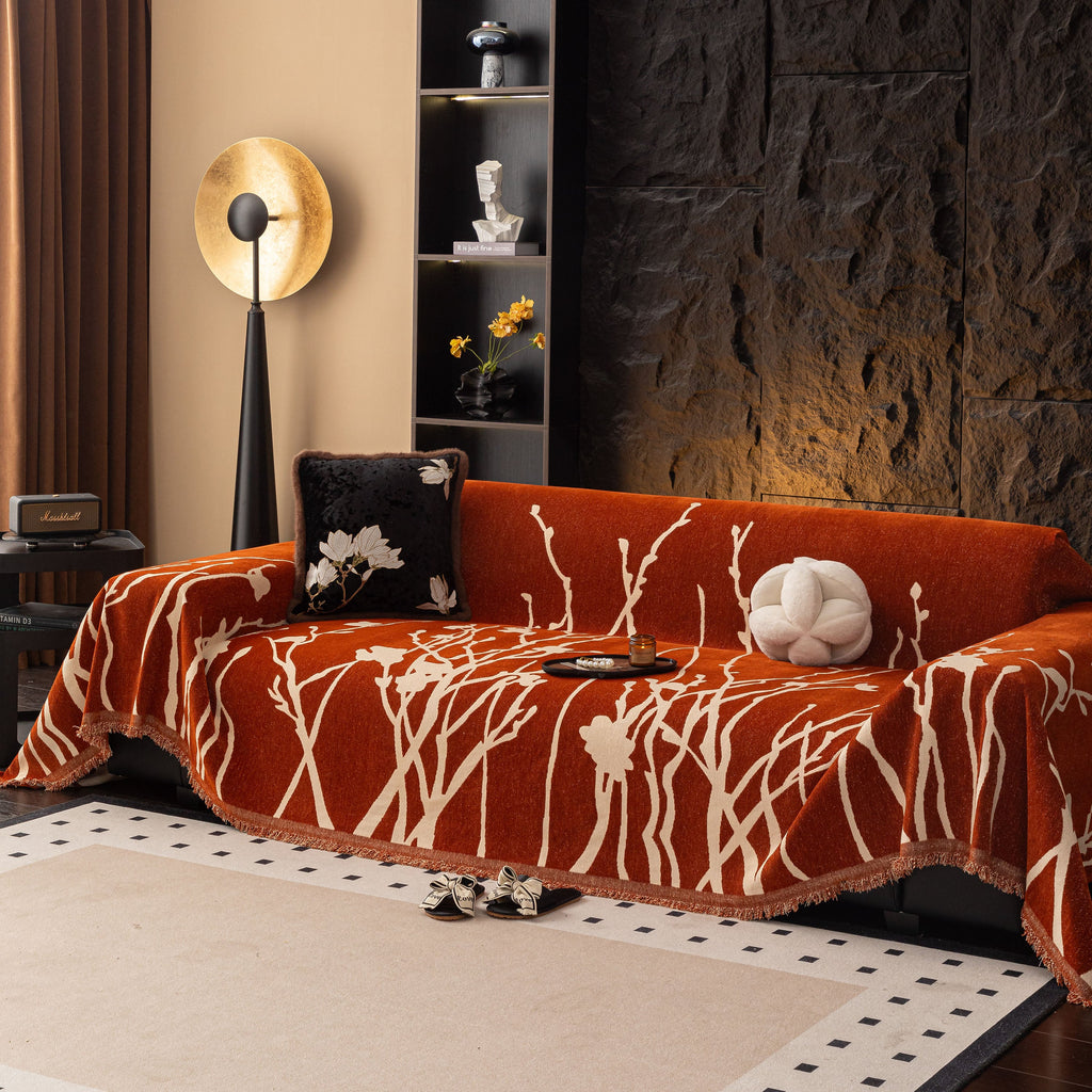 Modern Abstract Floral Sofa Throw Blanket, Decor Furniture Protector for Living Room