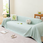 Cooling Embossed Botanical Couch Cover, Soft Ice Silk Furniture Protector for Sofa