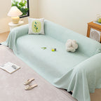 Cooling Embossed Botanical Couch Cover, Soft Ice Silk Furniture Protector for Sofa