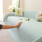 Cooling Embossed Botanical Couch Cover, Soft Ice Silk Furniture Protector for Sofa