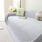 Cooling Embossed Botanical Couch Cover, Soft Ice Silk Furniture Protector for Sofa
