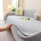 Cooling Embossed Botanical Couch Cover, Soft Ice Silk Furniture Protector for Sofa
