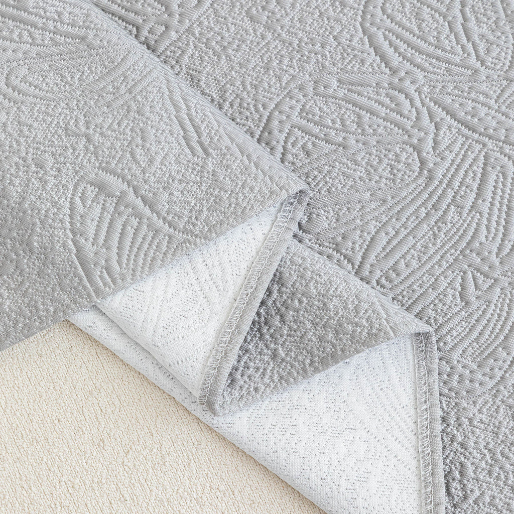 Cooling Embossed Botanical Couch Cover, Soft Ice Silk Furniture Protector for Sofa