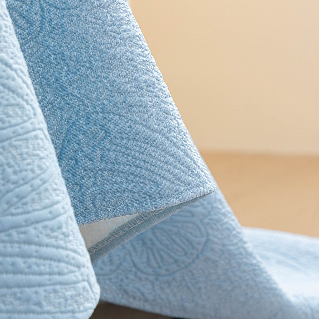 Cooling Embossed Botanical Couch Cover, Soft Ice Silk Furniture Protector for Sofa