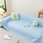 Cooling Embossed Botanical Couch Cover, Soft Ice Silk Furniture Protector for Sofa