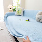 Cooling Embossed Botanical Couch Cover, Soft Ice Silk Furniture Protector for Sofa