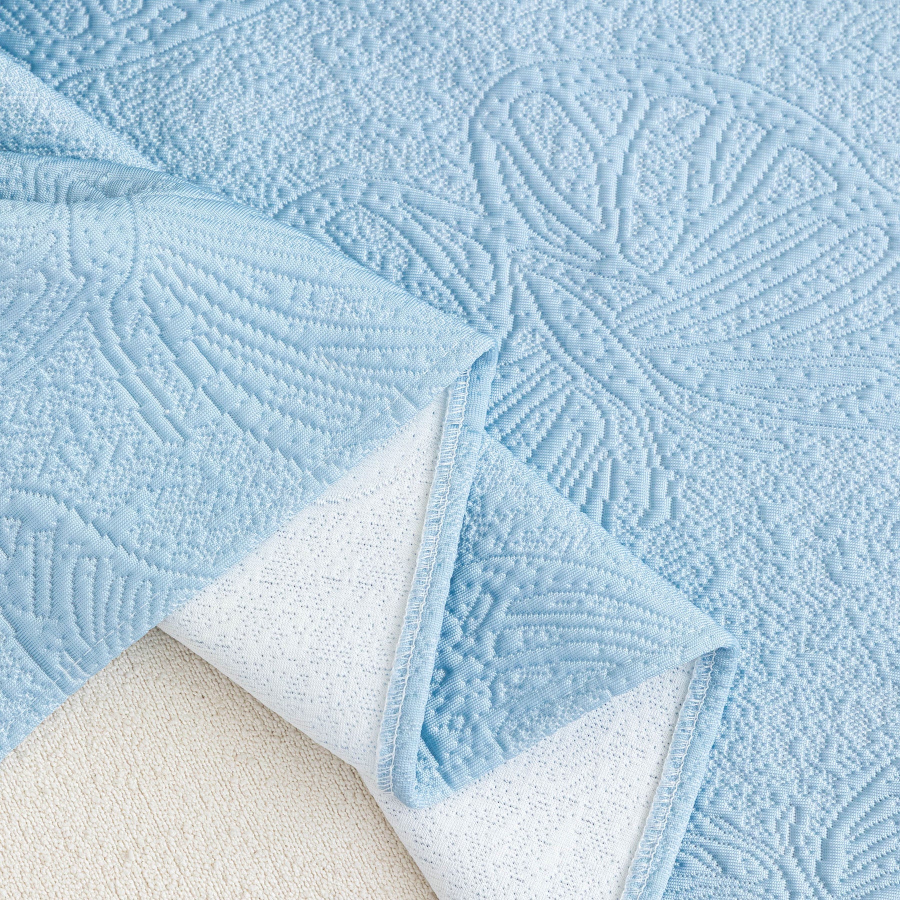 Cooling Embossed Botanical Couch Cover, Soft Ice Silk Furniture Protector for Sofa