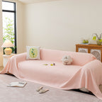 Cooling Embossed Botanical Couch Cover, Soft Ice Silk Furniture Protector for Sofa
