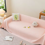 Cooling Embossed Botanical Couch Cover, Soft Ice Silk Furniture Protector for Sofa
