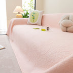 Cooling Embossed Botanical Couch Cover, Soft Ice Silk Furniture Protector for Sofa