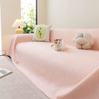 Cooling Embossed Botanical Couch Cover, Soft Ice Silk Furniture Protector for Sofa