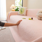 Cooling Embossed Botanical Couch Cover, Soft Ice Silk Furniture Protector for Sofa