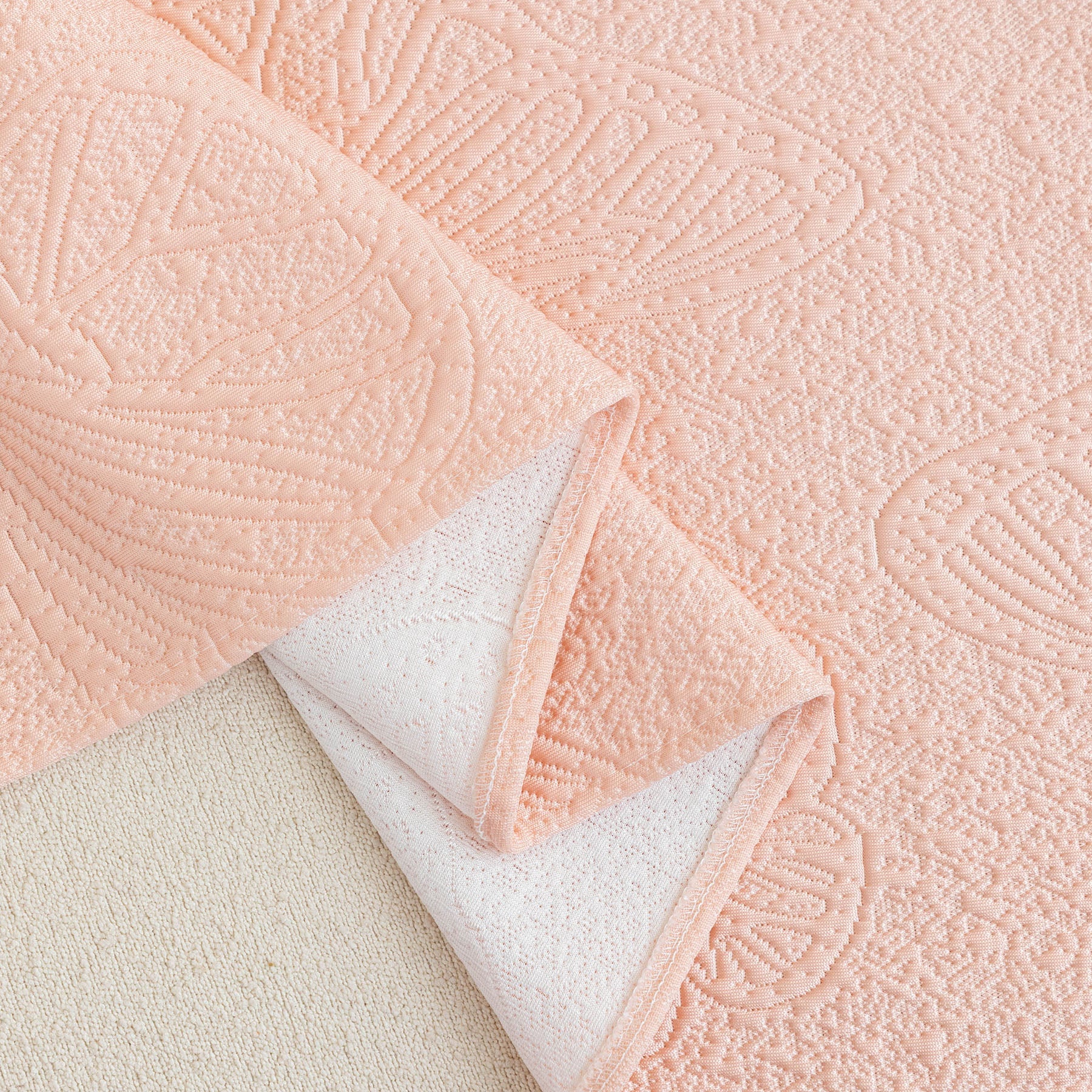 Cooling Embossed Botanical Couch Cover, Soft Ice Silk Furniture Protector for Sofa