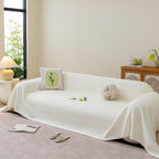 Cooling Embossed Botanical Couch Cover, Soft Ice Silk Furniture Protector for Sofa