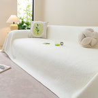Cooling Embossed Botanical Couch Cover, Soft Ice Silk Furniture Protector for Sofa