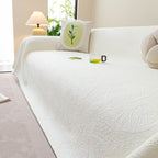 Cooling Embossed Botanical Couch Cover, Soft Ice Silk Furniture Protector for Sofa