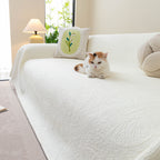 Cooling Embossed Botanical Couch Cover, Soft Ice Silk Furniture Protector for Sofa