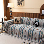 Southwestern Boho Woven Tribal Sofa Cover Blanket, Rustic Farmhouse Couch Throw Cover