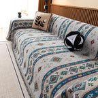 Southwestern Boho Woven Tribal Sofa Cover Blanket, Rustic Farmhouse Couch Throw Cover