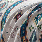 Southwestern Boho Woven Tribal Sofa Cover Blanket, Rustic Farmhouse Couch Throw Cover