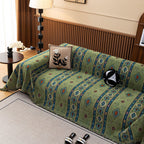 Southwestern Boho Woven Tribal Sofa Cover Blanket, Rustic Farmhouse Couch Throw Cover