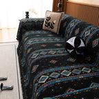 Southwestern Boho Woven Tribal Sofa Cover Blanket, Rustic Farmhouse Couch Throw Cover