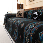 Southwestern Boho Woven Tribal Sofa Cover Blanket, Rustic Farmhouse Couch Throw Cover