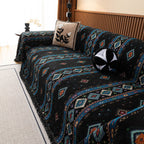 Southwestern Boho Woven Tribal Sofa Cover Blanket, Rustic Farmhouse Couch Throw Cover