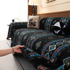 Southwestern Boho Woven Tribal Sofa Cover Blanket, Rustic Farmhouse Couch Throw Cover
